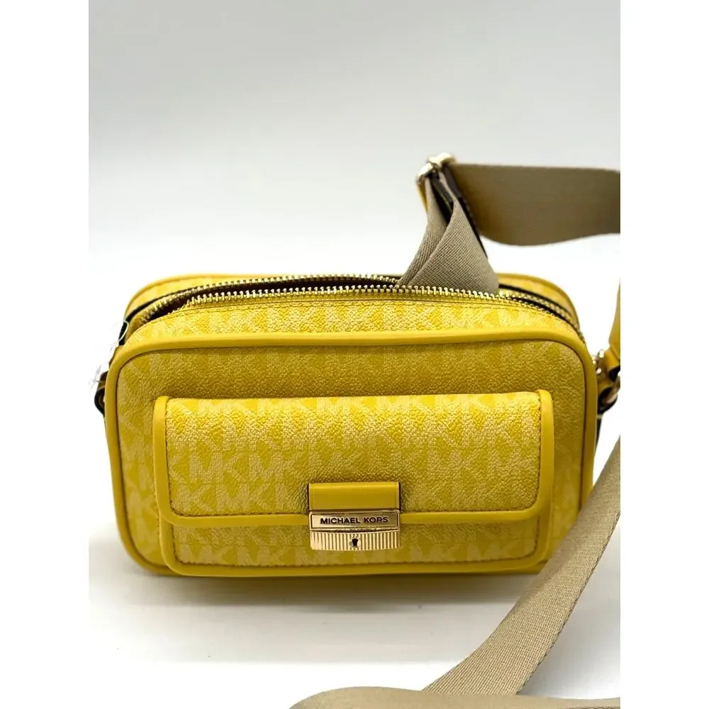 RETAIL PRICE $448 Michael Kors Mercer Medium Logo Yellow Accordion Crossbody*NWT - Picture 4 of 10
